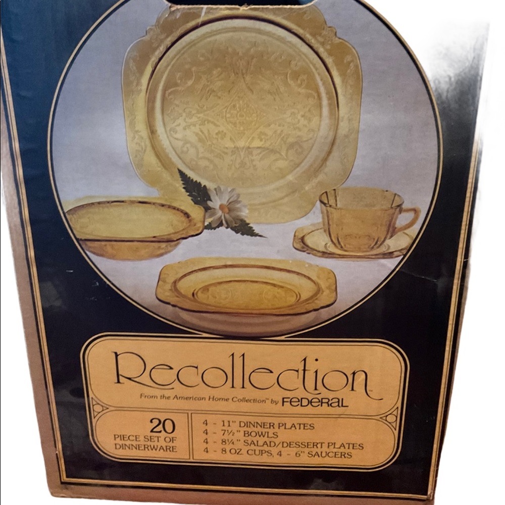 1970s Federal Glass 20pc Amber Dinnerware Set Vintage Dinnerware Cottagecore